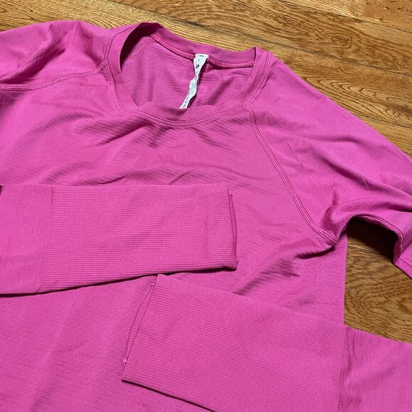 EUC Lululemon Swiftly Tech Long Sleeve Shirt 2.0 Waist Race Sz 8 Hot Pink - Picture 2 of 3